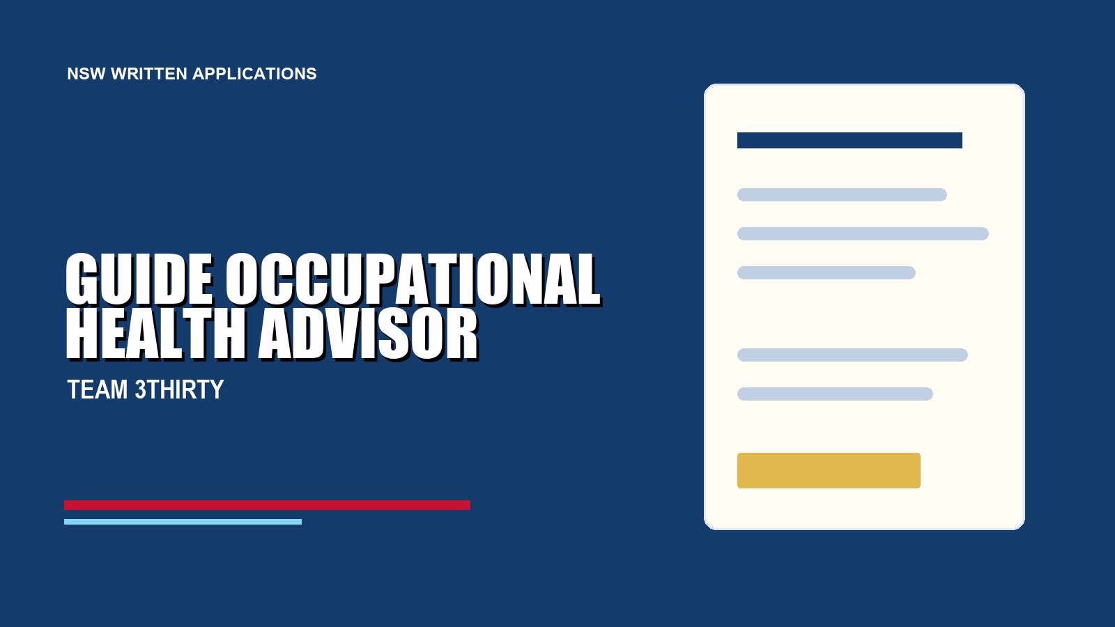 Application Guide for Occupational Health Advisor at FRNSW