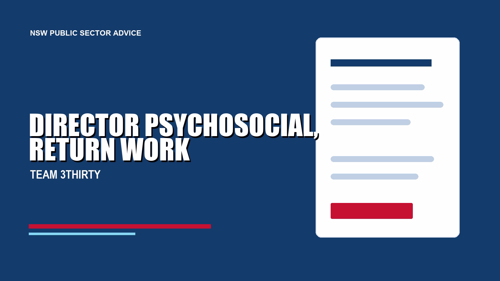 How to apply for Director Psychosocial, Return to Work & Regulatory Engagement