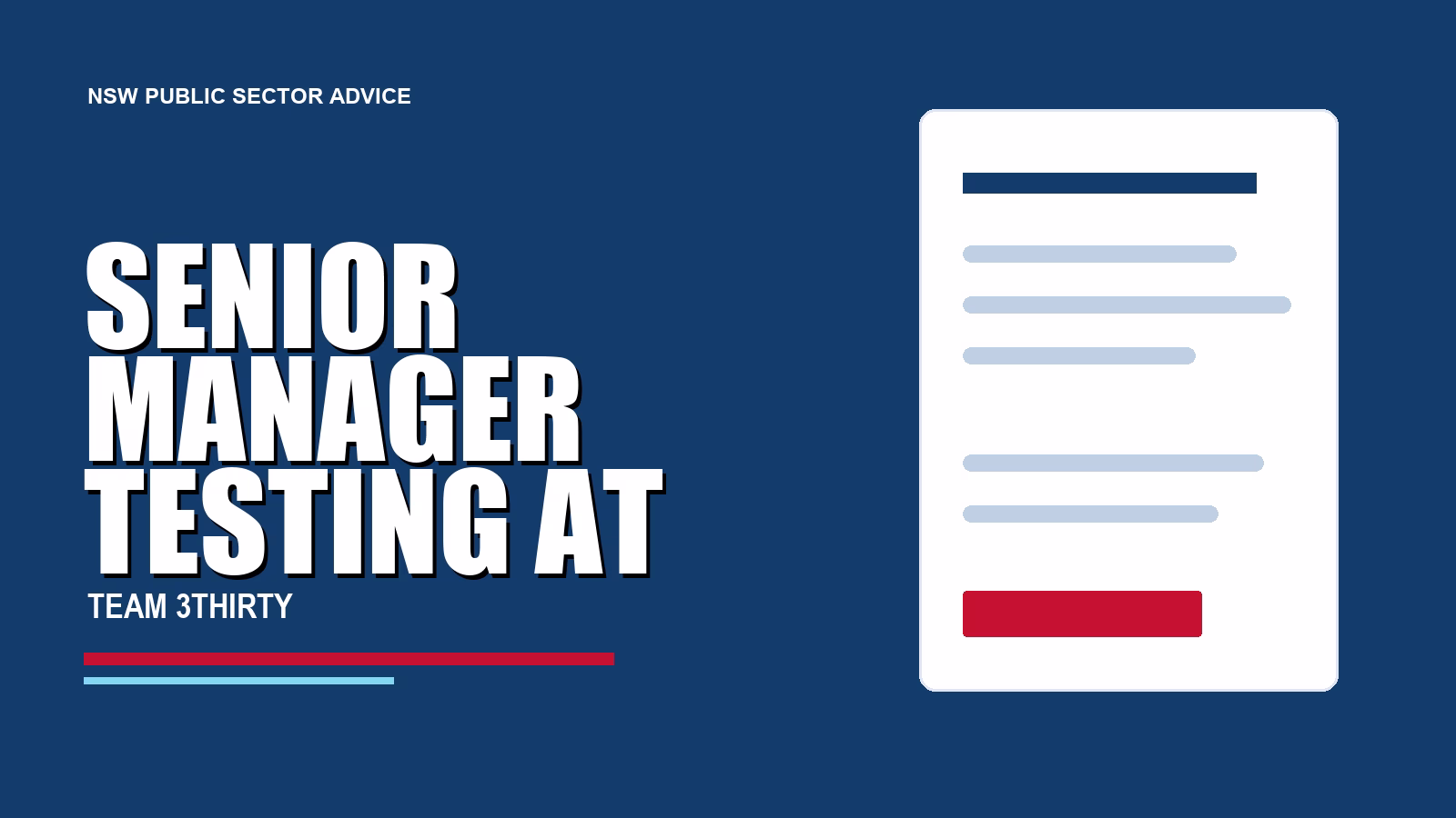 How to apply for Senior Manager Testing at TfNSW
