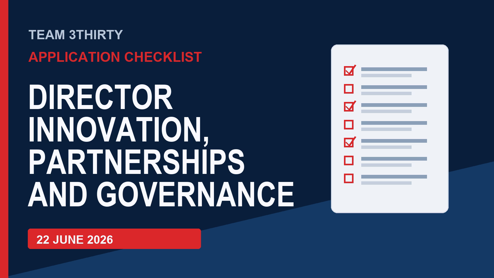 How to apply for Director Innovation, Partnerships and Governance