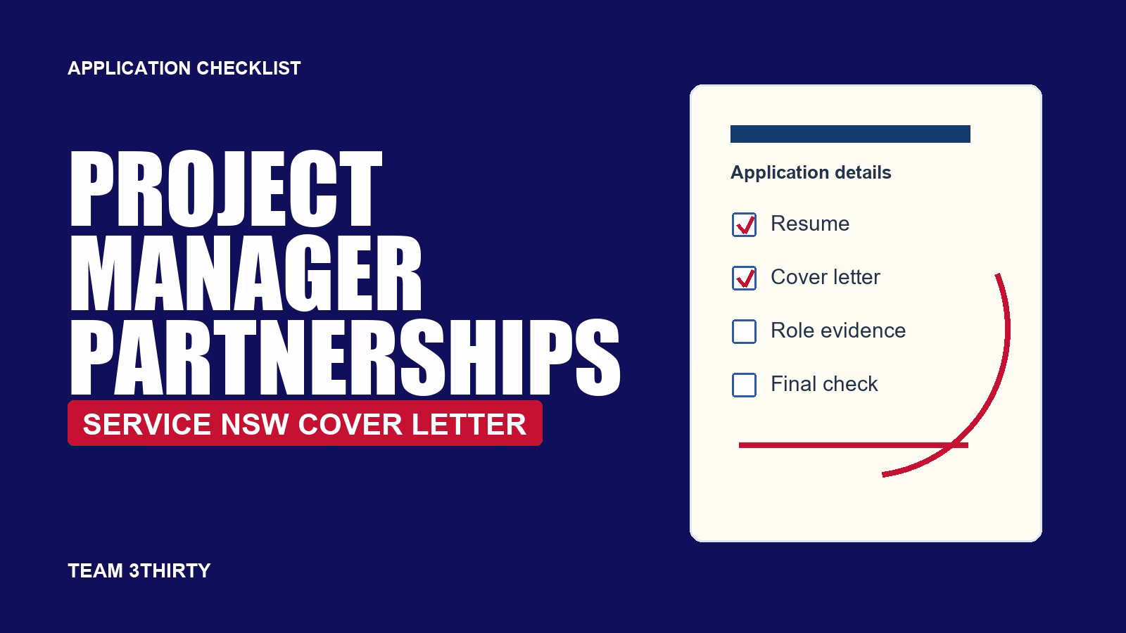 Project Manager Partnerships and Programs Application Guide: Service NSW Cover Letter