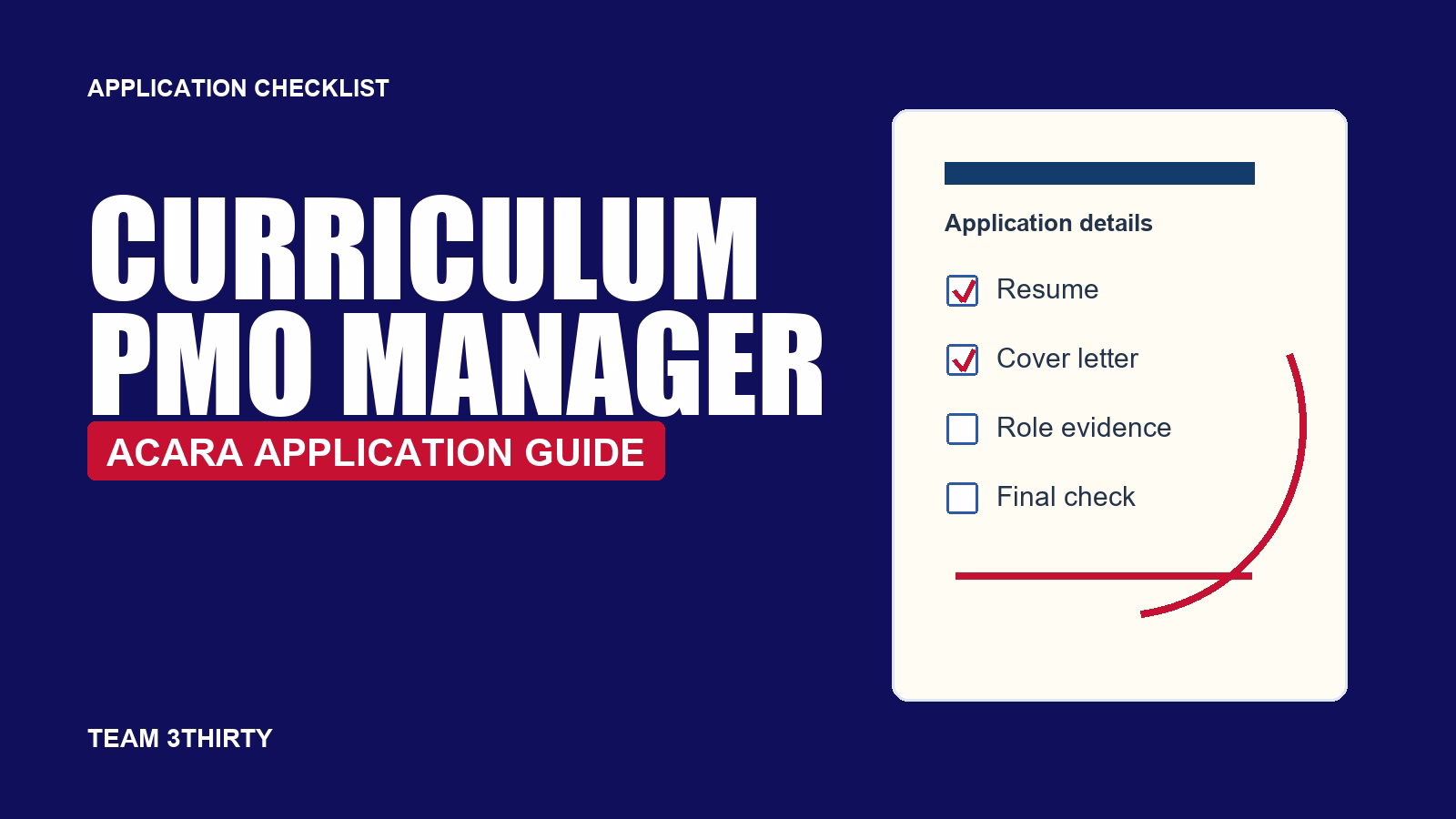Senior Manager Curriculum PMO Application Guide for ACARA