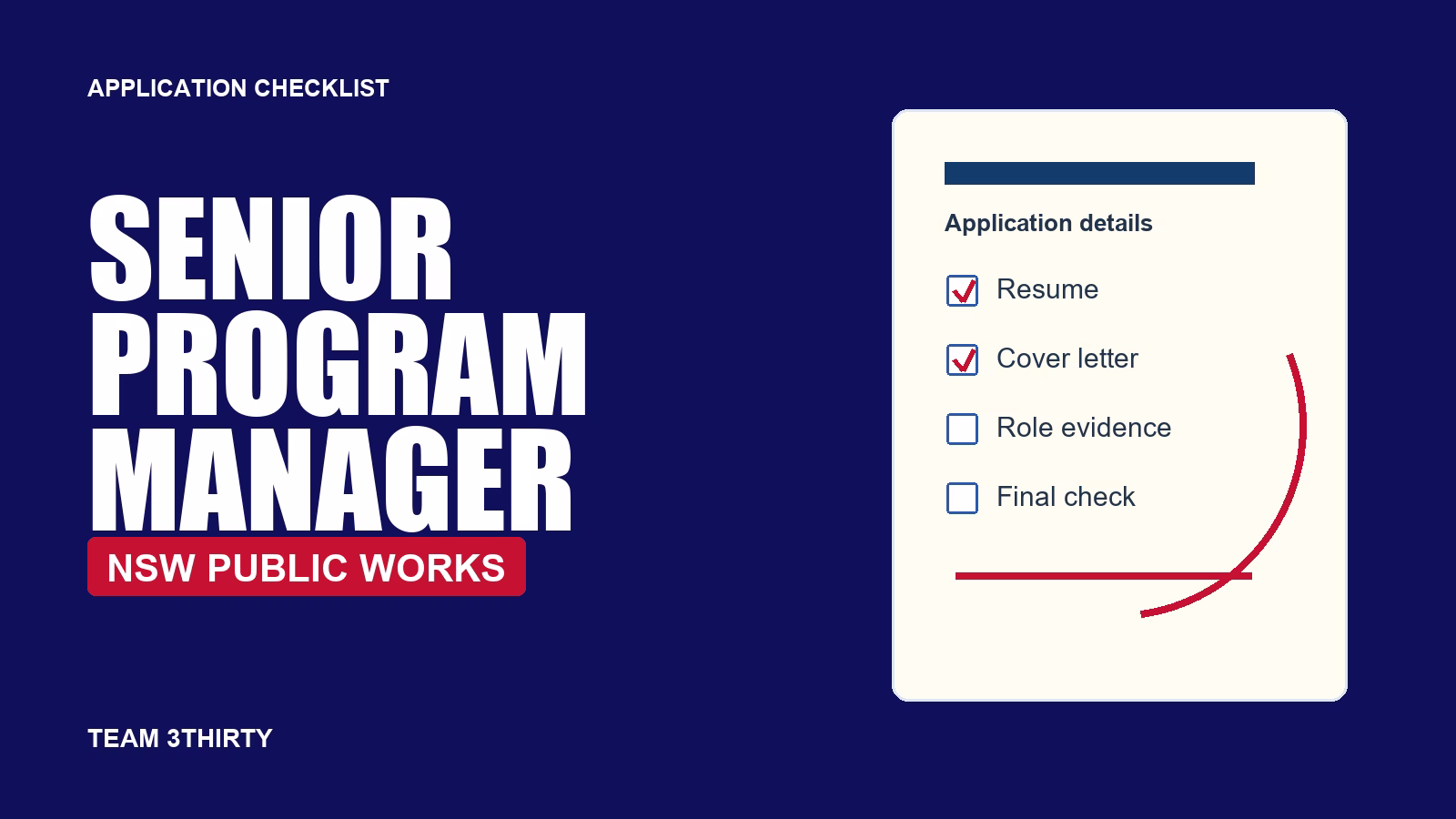 Senior Program Manager NSW Public Works Application Guide