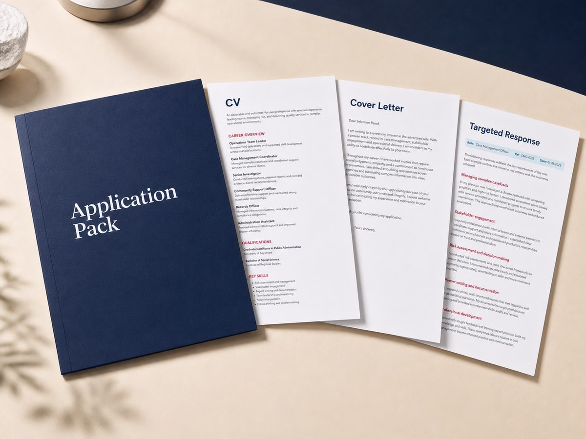 Synthetic preview of a complete government application pack