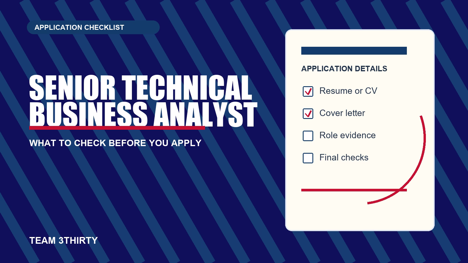 How to apply for Senior Technical Business Analyst