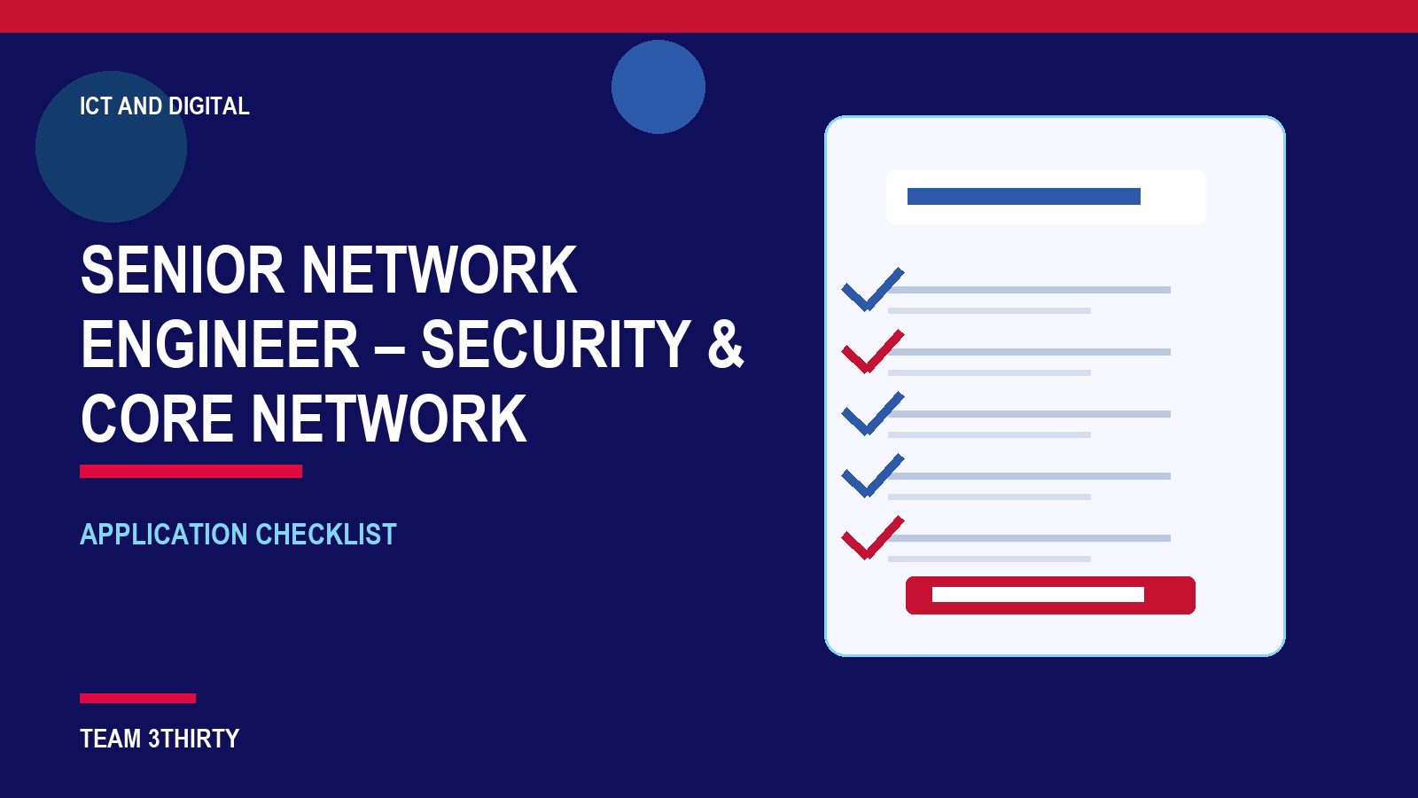 How to apply for Senior Network Engineer – Security & Core Network