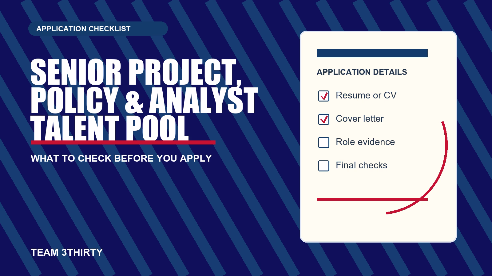 How to apply for Senior Project Officer, Senior Policy Officer and Senior Analyst – Talent Pool