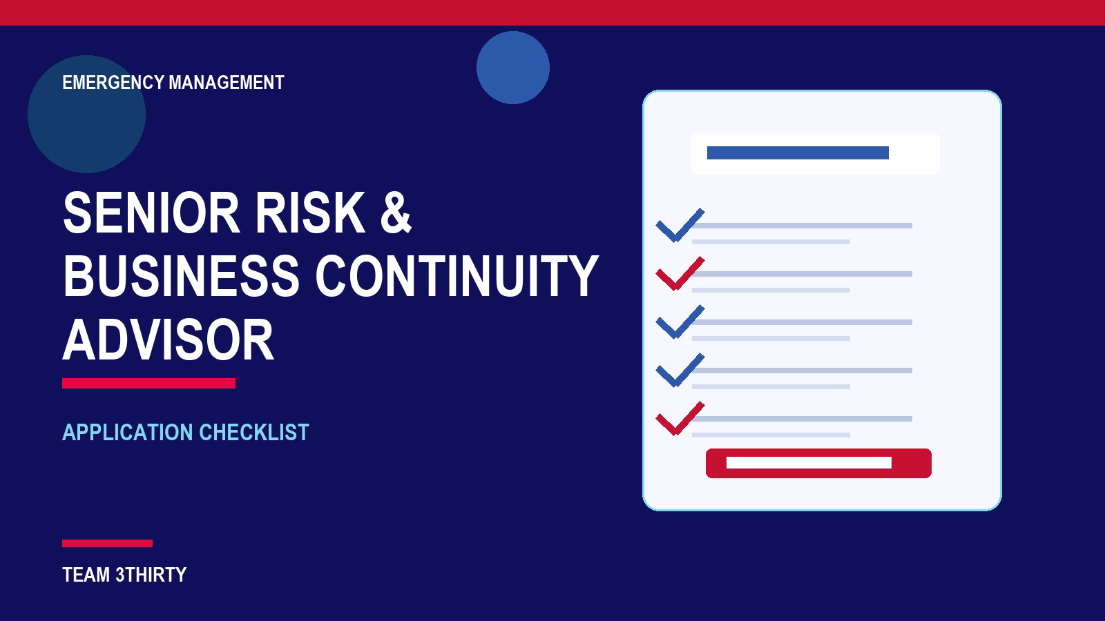 How to apply for Senior Risk and Business Continuity Advisor