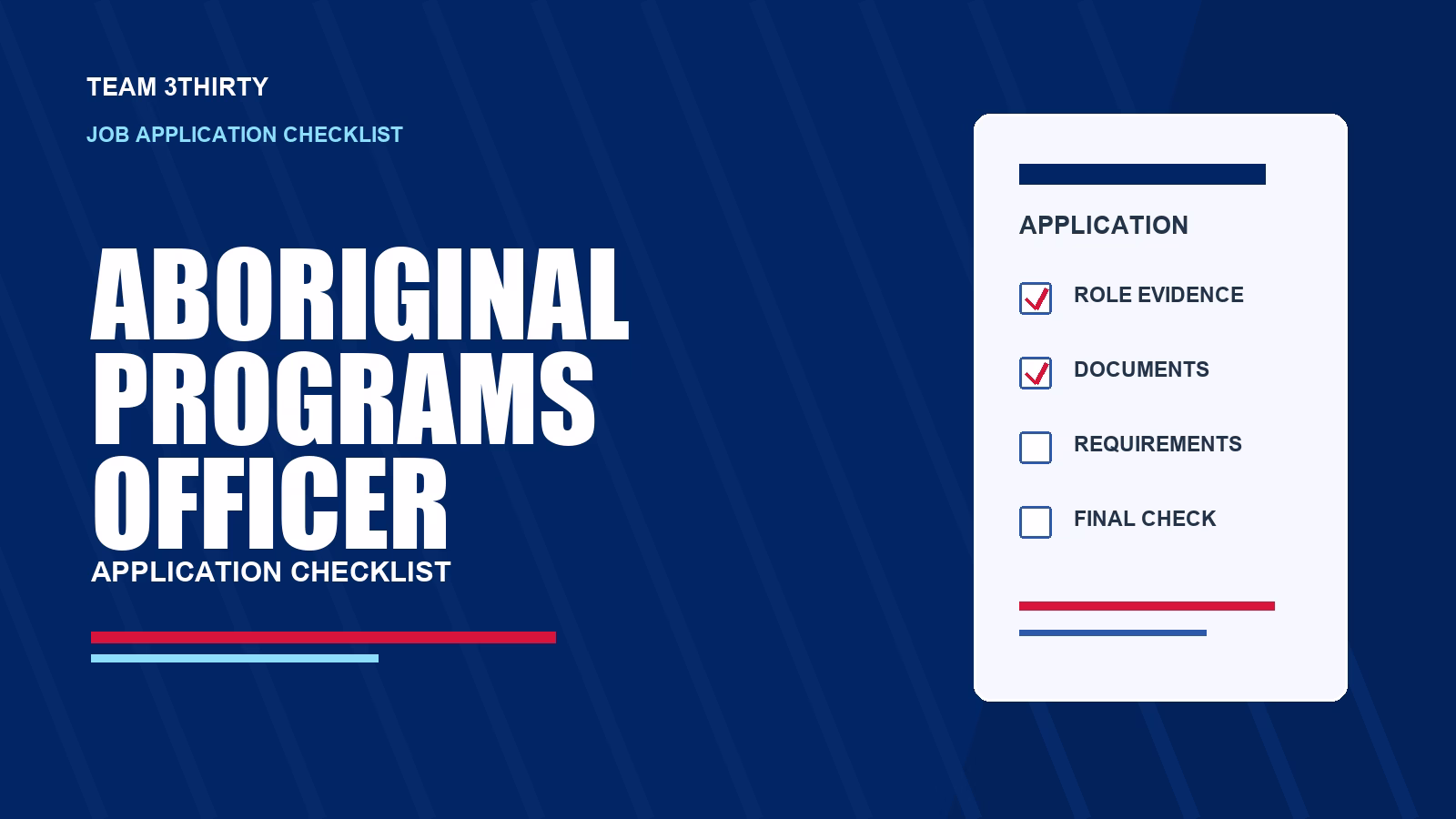 Aboriginal Programs Officer: Application Checklist and 500-Word Question