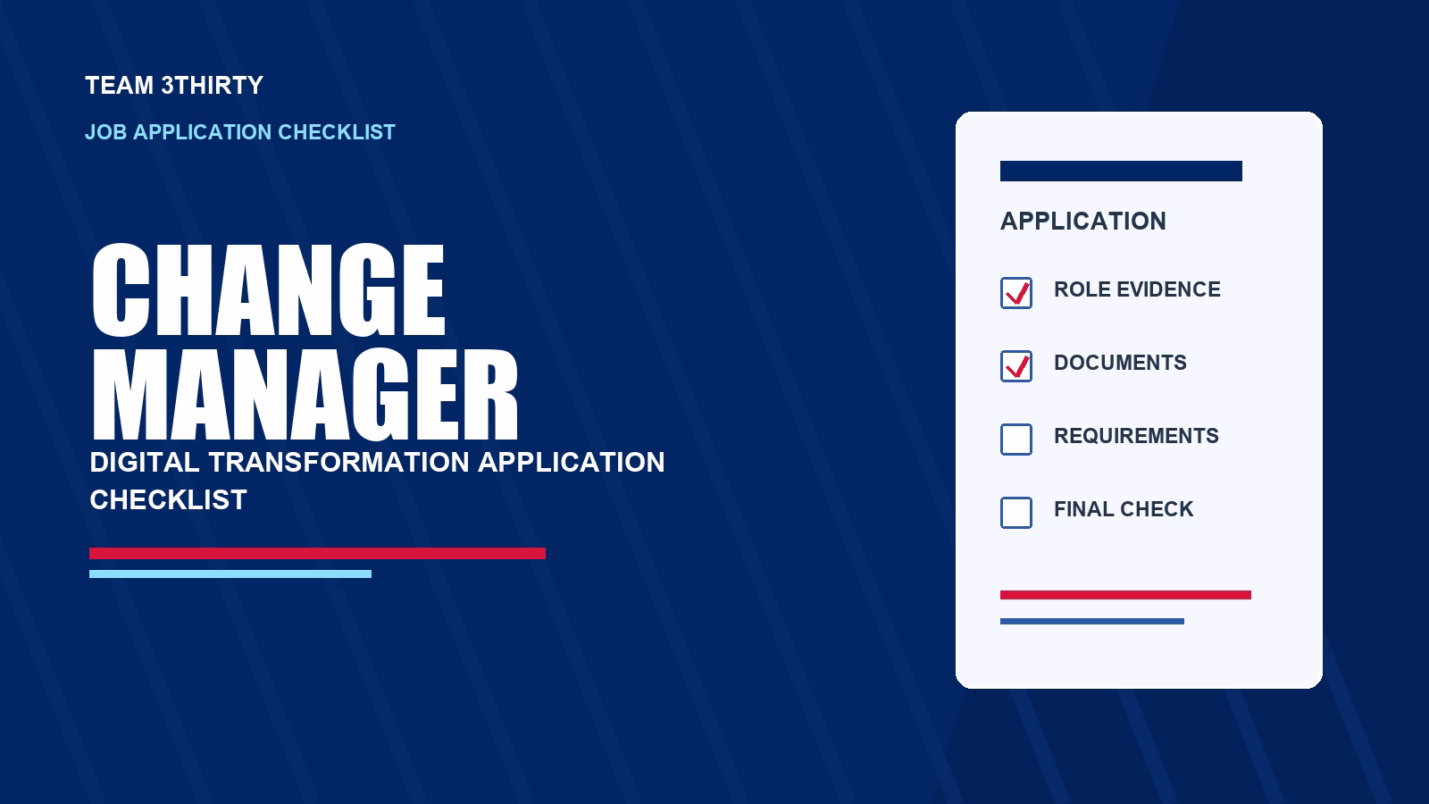How to apply for Change Manager (Digital Transformation)