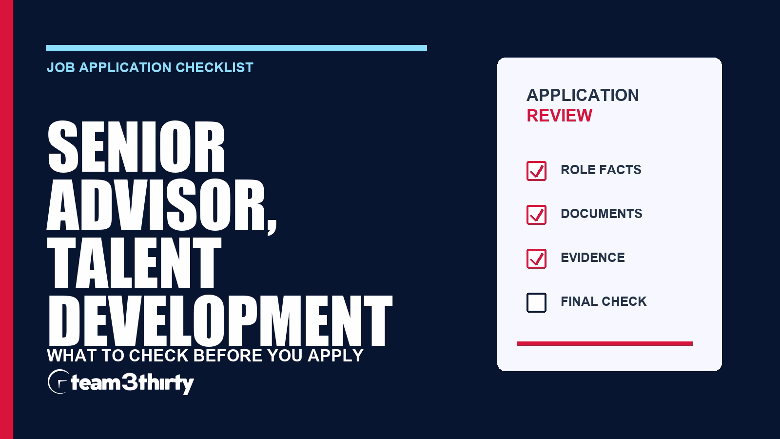 How to apply for Senior Advisor, Talent Development