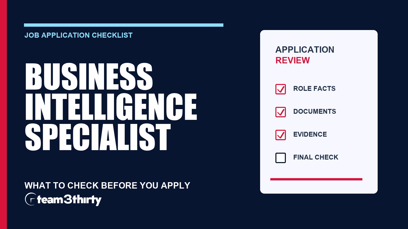 How to apply for Business Intelligence Specialist