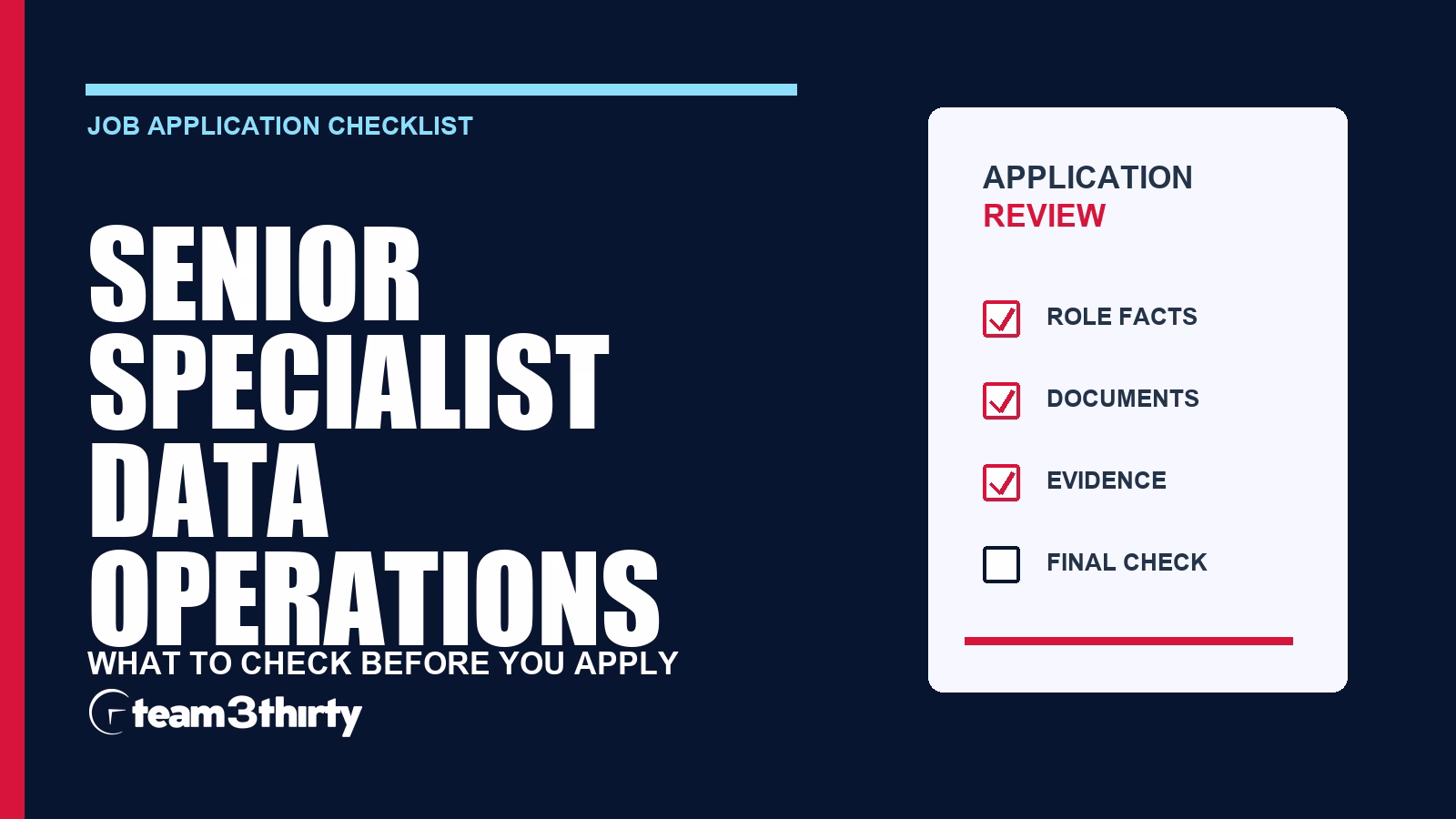 How to apply for Senior Specialist Data Operations