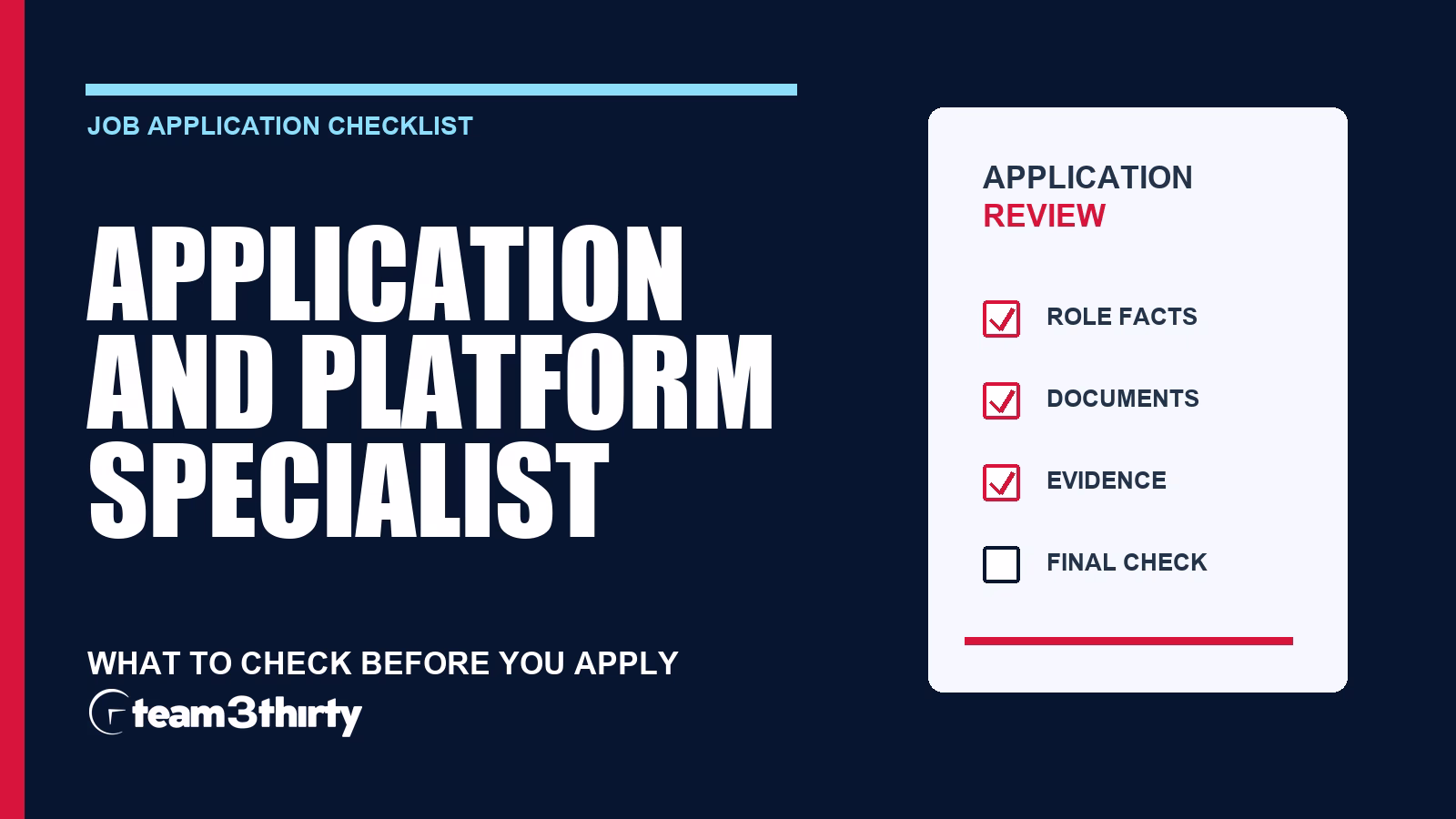 How to apply for Application and Platform Specialist