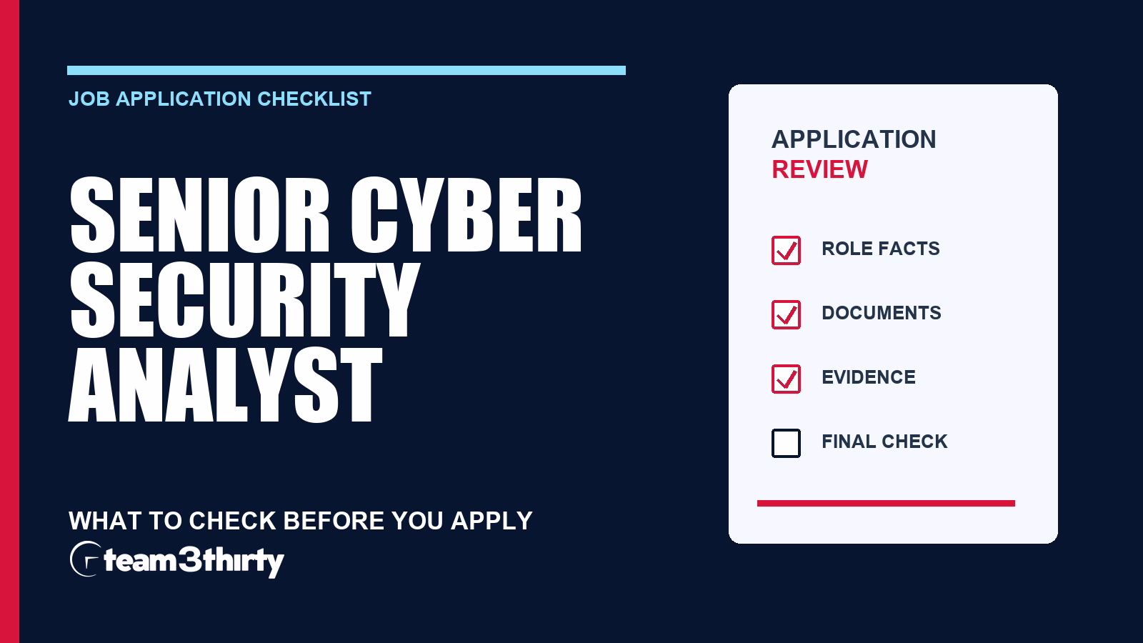 How to apply for Senior Cyber Security Analyst