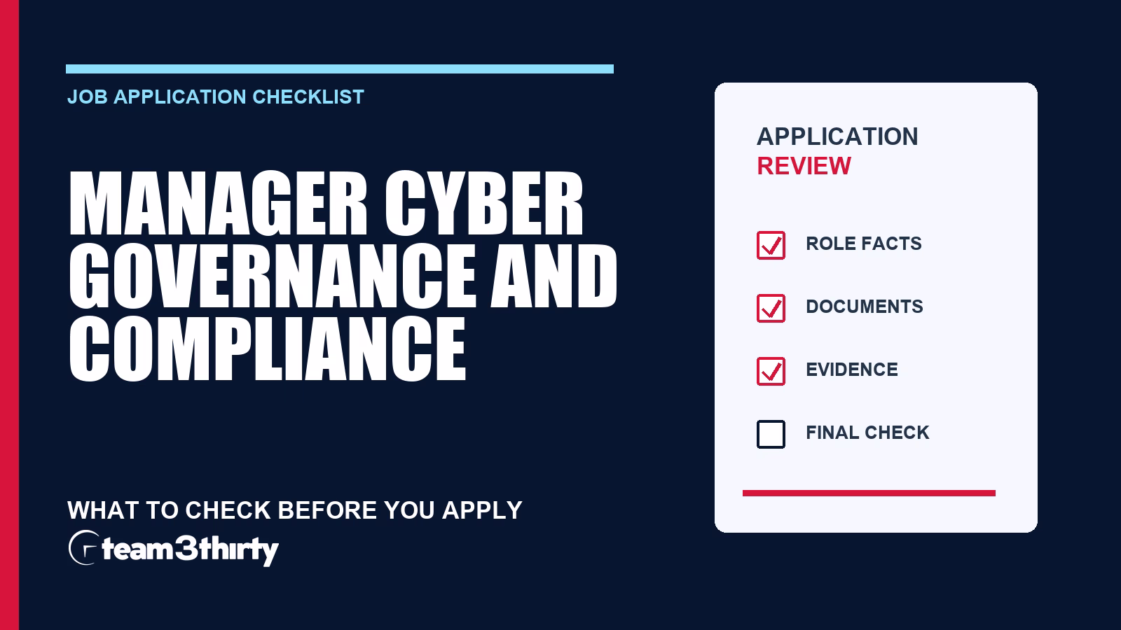 How to apply for Manager Cyber Governance and Compliance