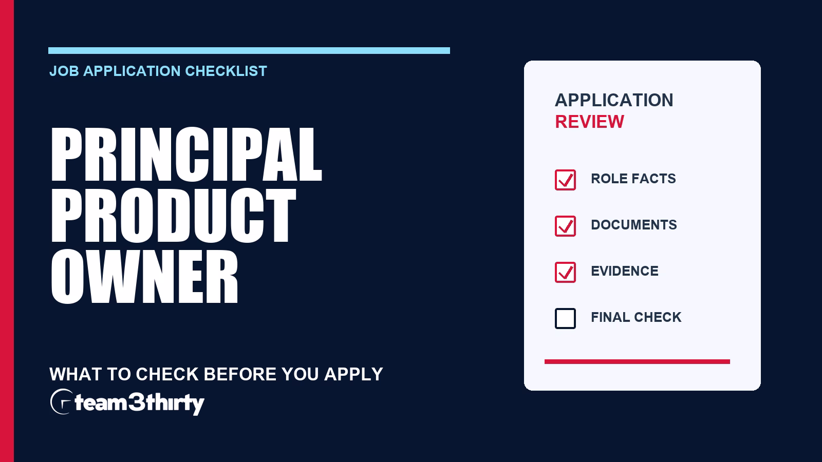 How to apply for Principal Product Owner