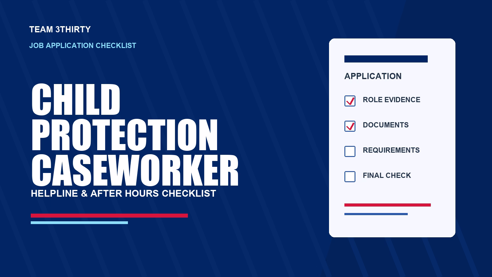 Child Protection Caseworker Application Checklist: Resume and Two-Page Cover Letter
