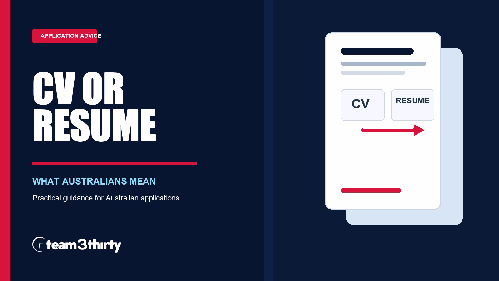 CV or resume comparison for Australian job applications