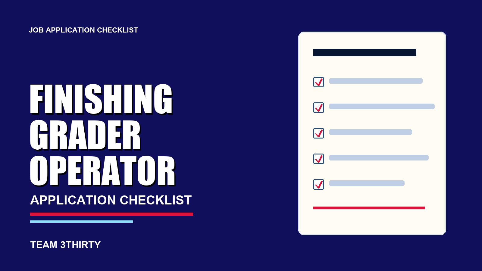 How to apply for Finishing Grader Operator