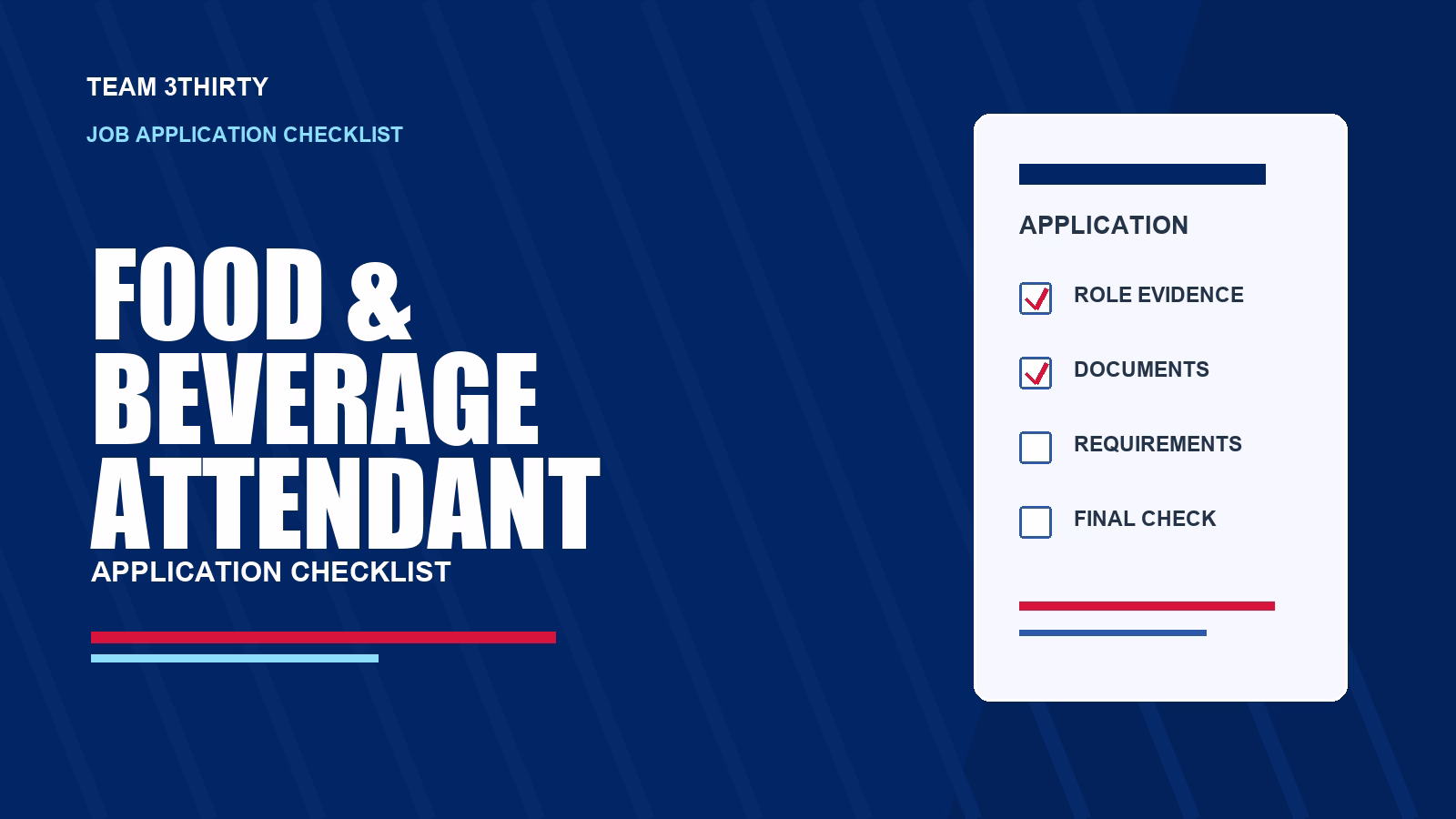 Food and Beverage Attendant Application Checklist: Cover Letter and Three Prompts