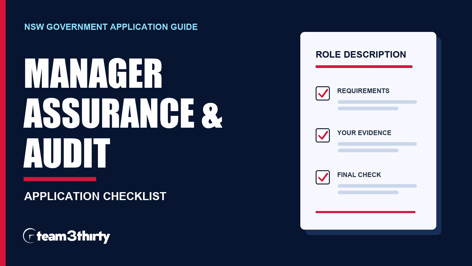 How to apply for Manager Assurance & Audit at Transport for NSW