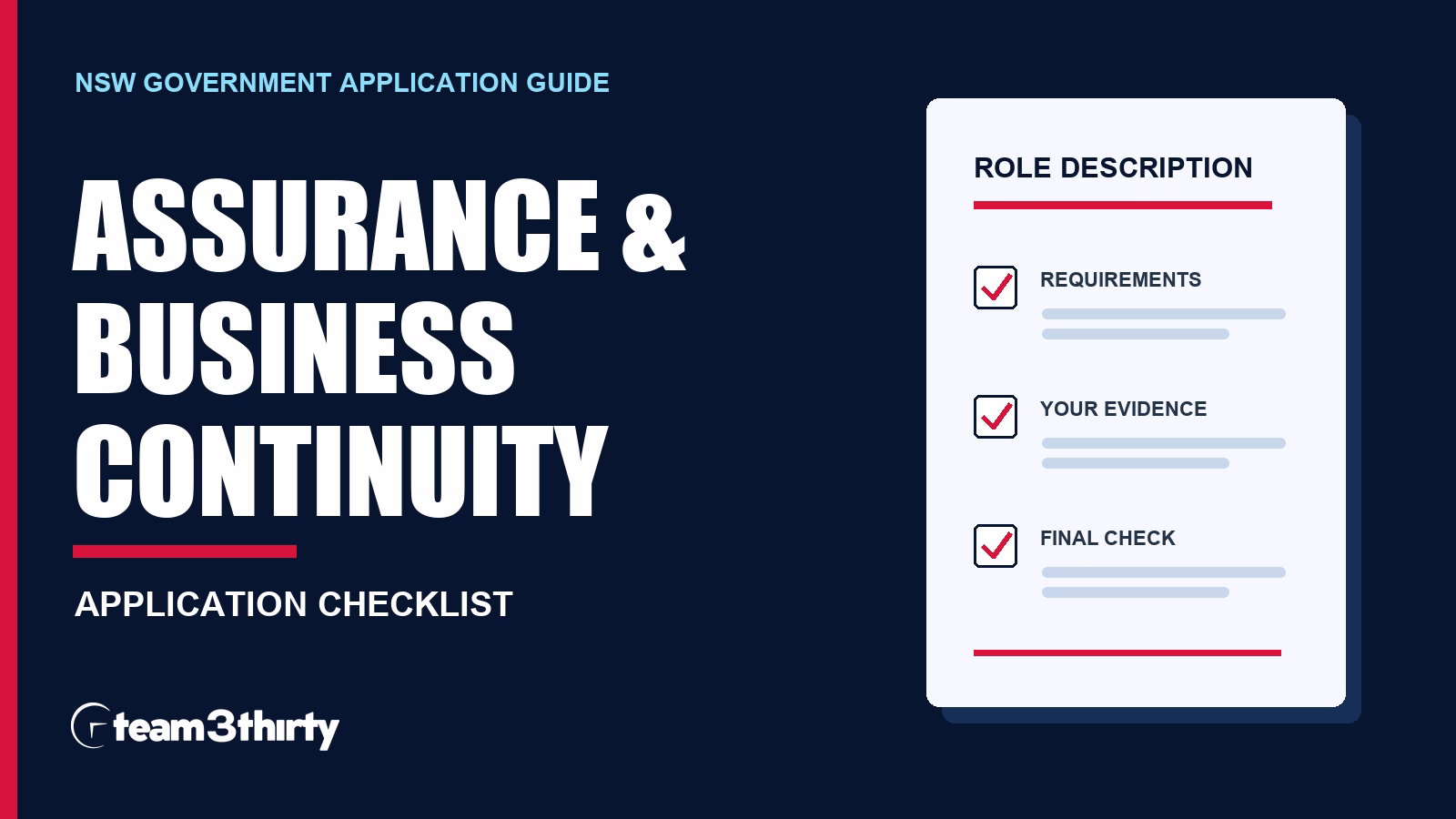 How to apply for Manager Assurance & Business Continuity