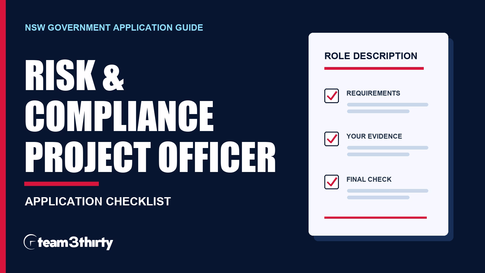 How to apply for Senior Risk, Compliance and Investigations Project Officer