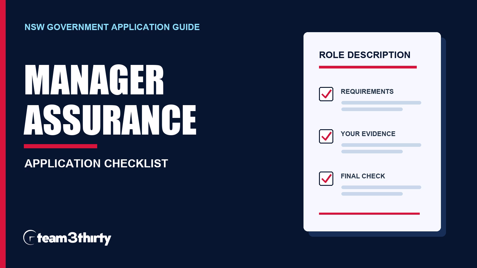 How to apply for Manager Assurance at Transport for NSW