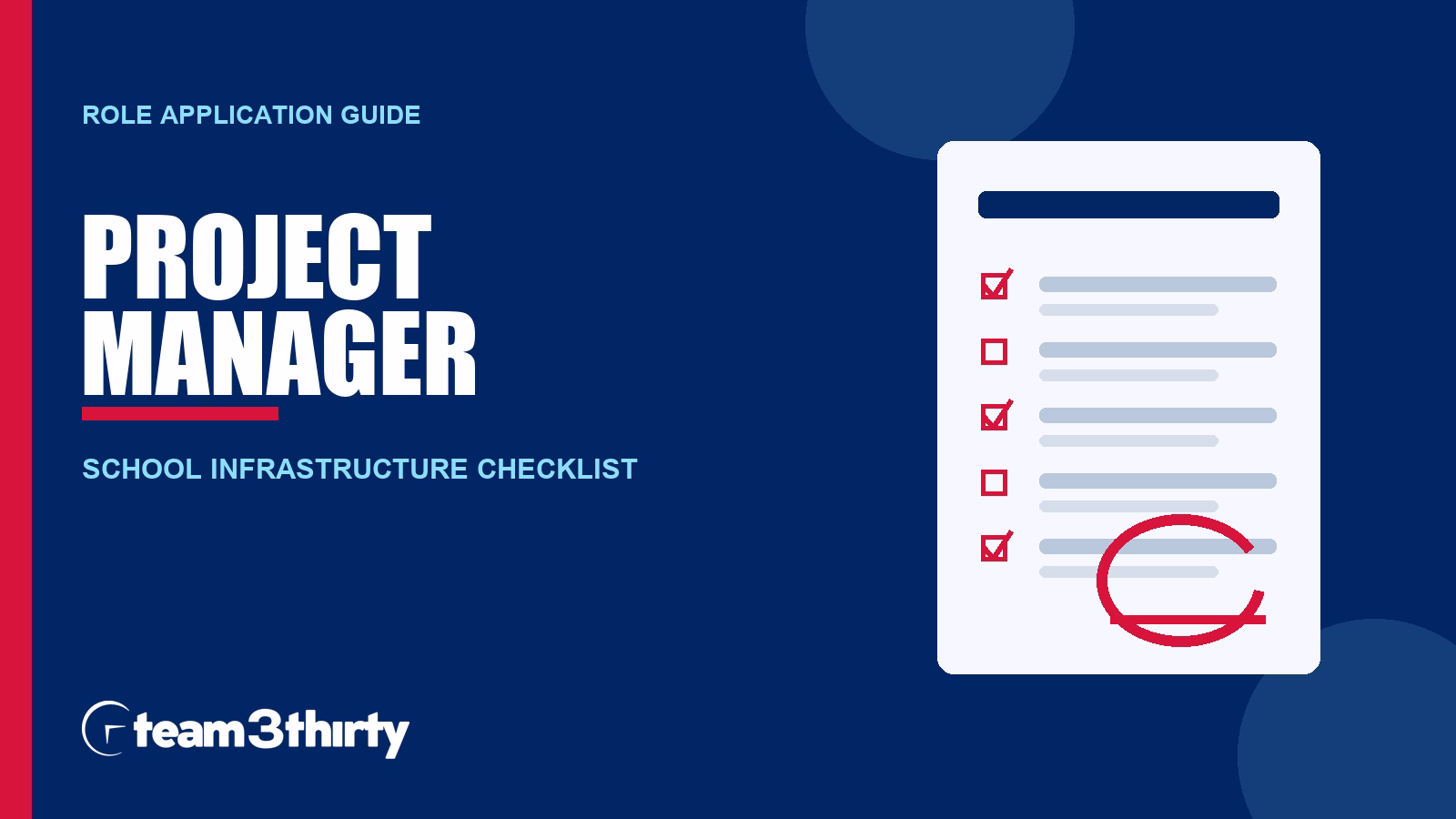 Senior Asset Services Officer application checklist: Delivering projects in working schools