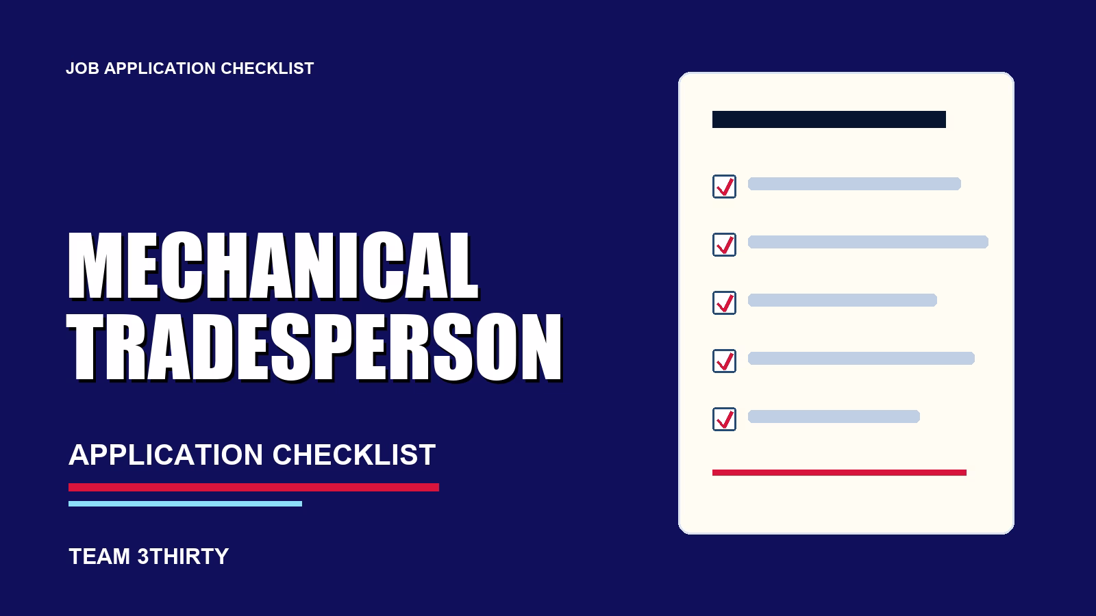 How to apply for Mechanical Tradesperson