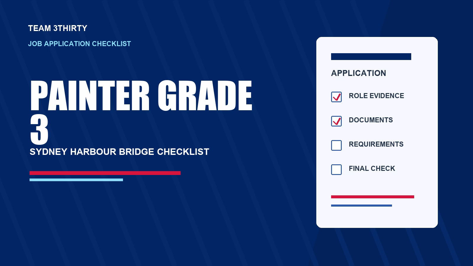 Painter Grade 3 Application Checklist: Screening Questions and Trade Evidence