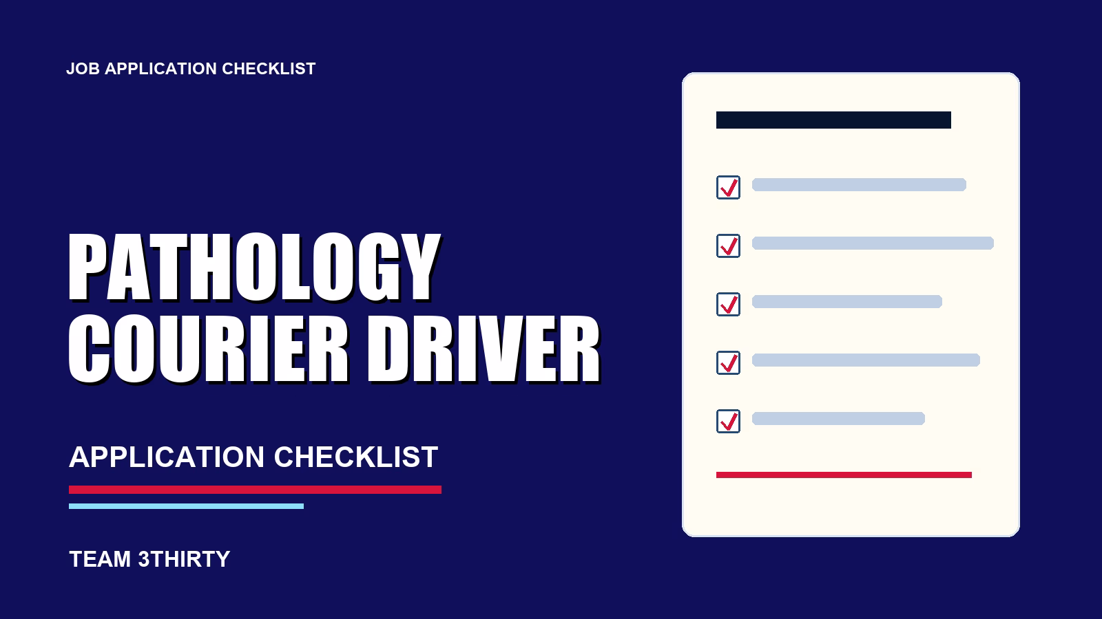 How to apply for Pathology Courier Driver