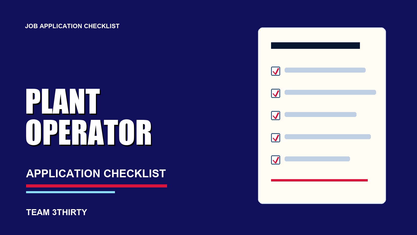 How to apply for Plant Operator