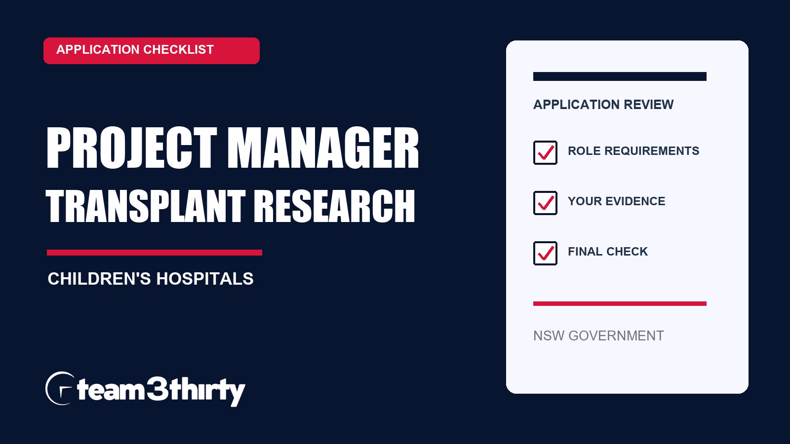 How to apply for Project Manager, Children’s Centre for Transplantation and Research