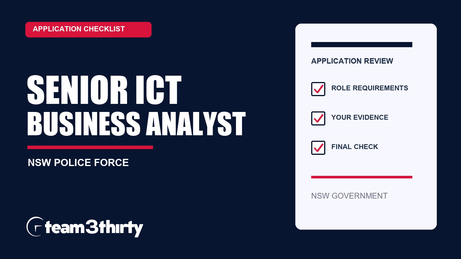 Senior ICT Business Analyst: Cover Letter and Two Technical Questions