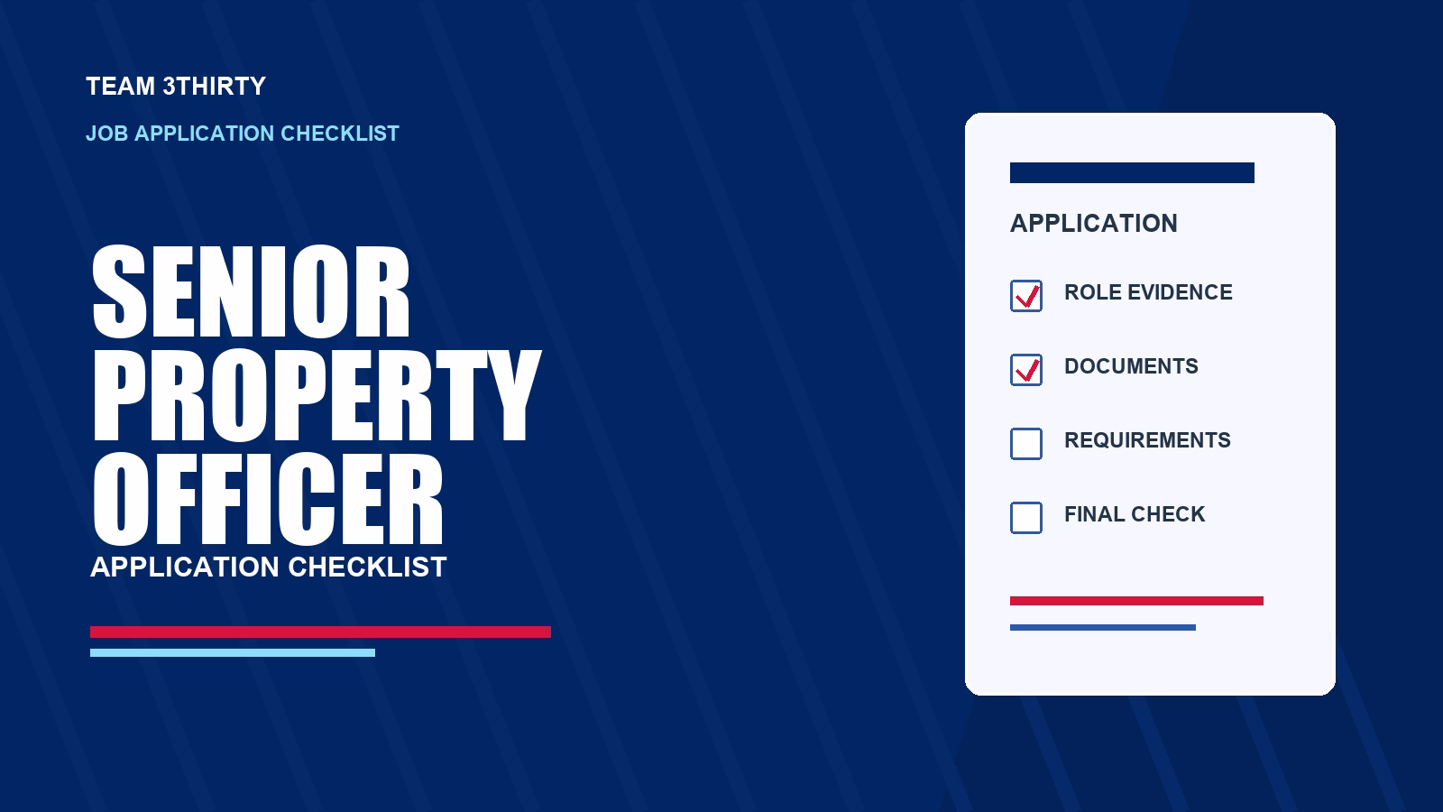 Senior Property Management Officer Application Checklist: Documents and Location Choice