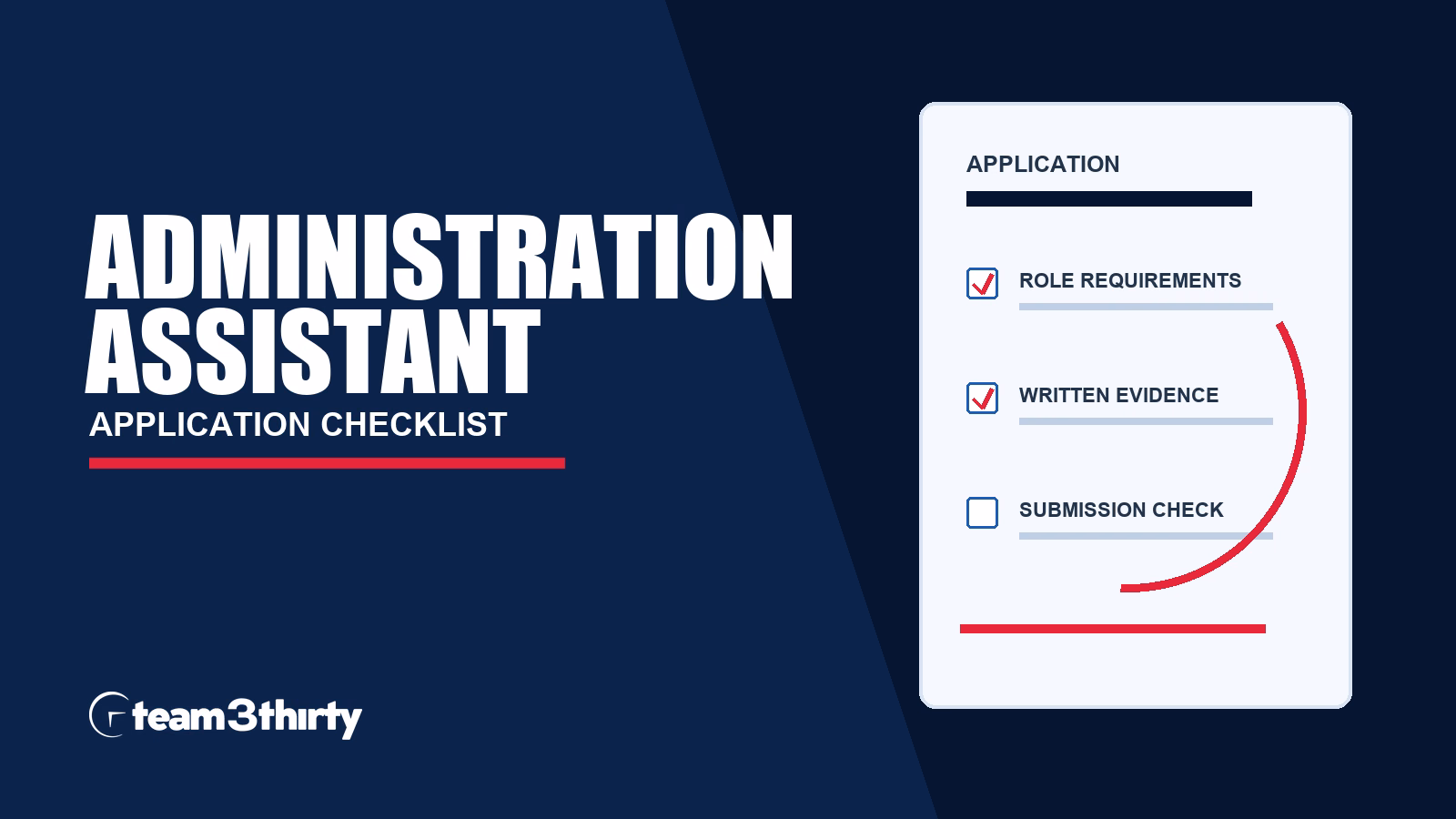 Administration Assistant – Coffs Harbour Youth Justice Community Office application checklist, Team 3Thirty