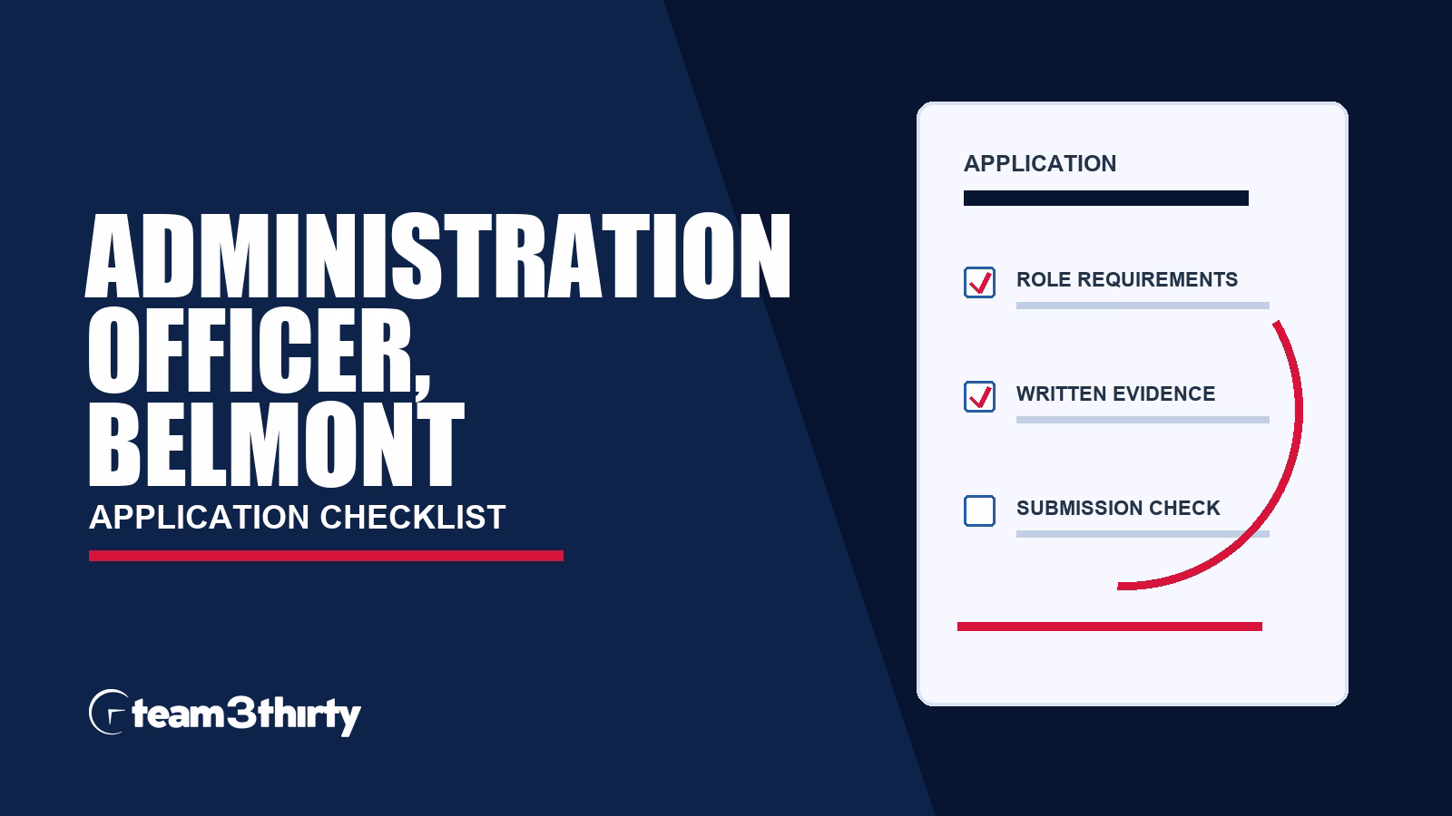 Administration Officer at Belmont Hospital application checklist: reception and appointment-booking evidence