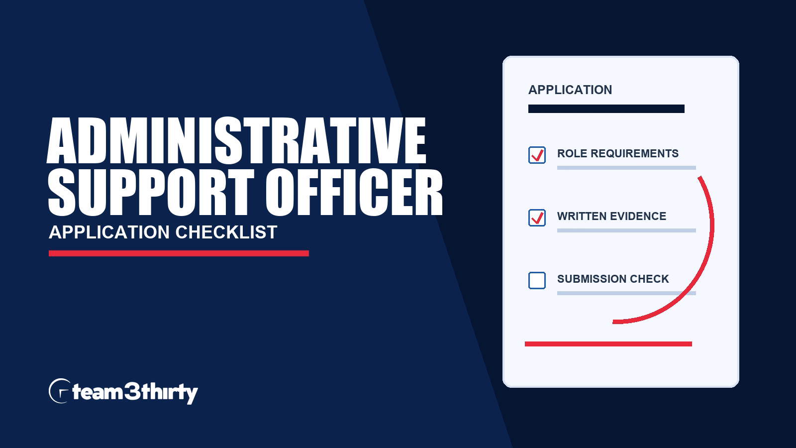 Administrative Support Officer, Metro, Grade 3/4 application checklist, Team 3Thirty