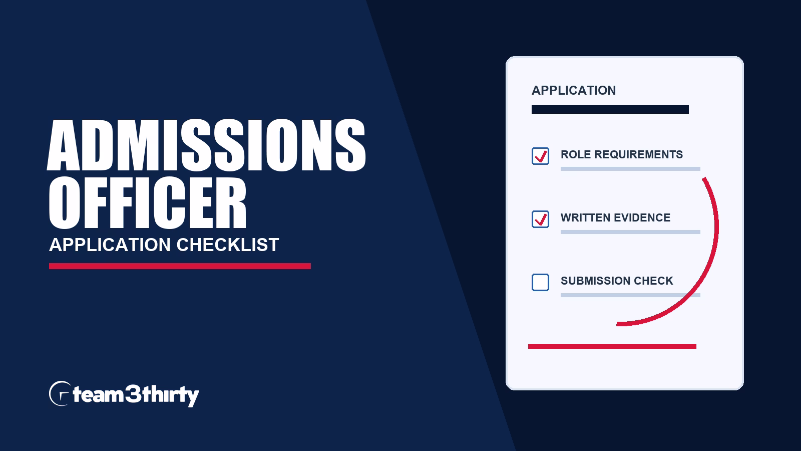 Admissions Officer (Administrative Officer Level 2) - The Perioperative Unit application checklist, Team 3Thirty