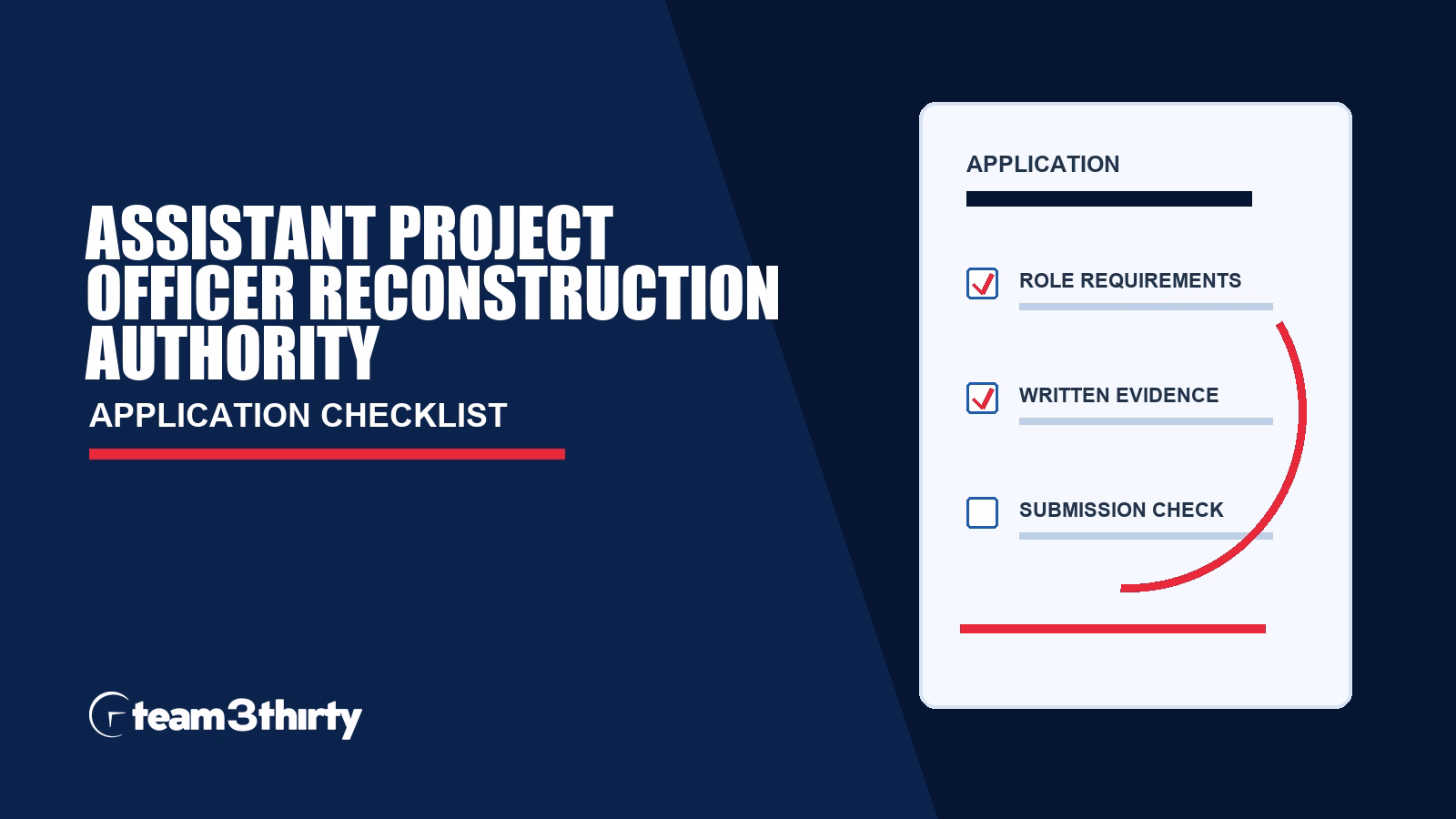 Assistant Project Officer application checklist, Team 3Thirty