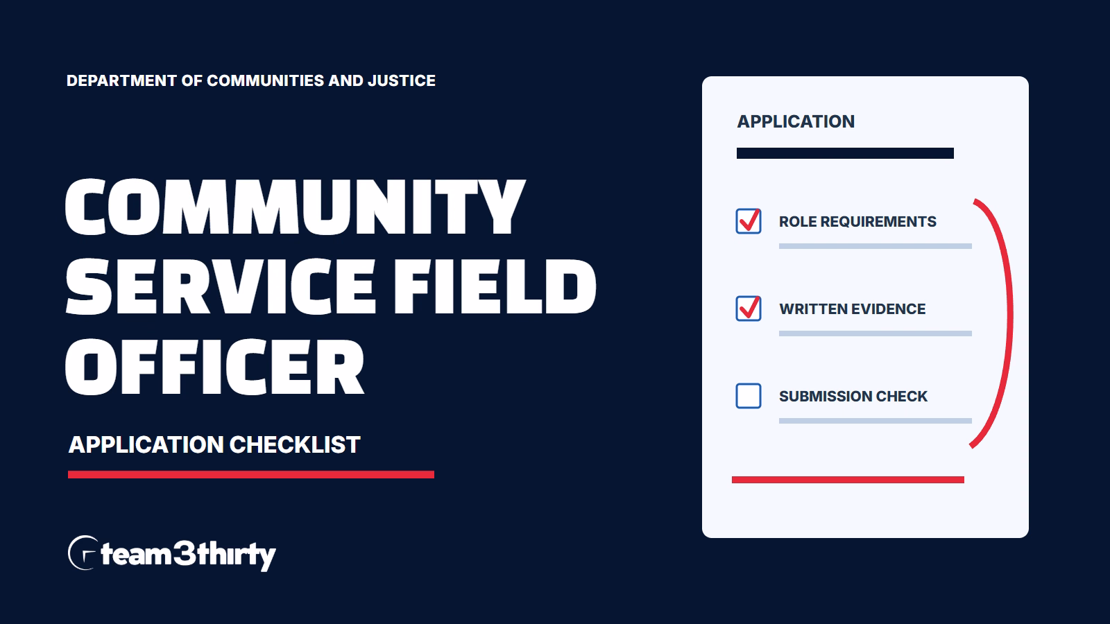 Casual Community Service Field Officer | Tamworth, Gunnedah & Armidale application checklist - Department of Communities and Justice