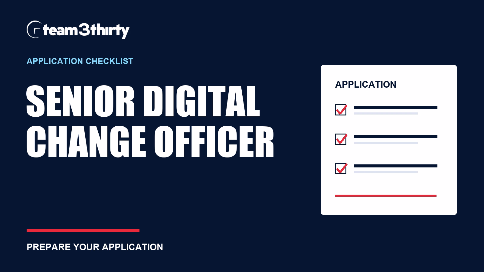 Senior Digital Change Officer application checklist: documents and pre-screening questions