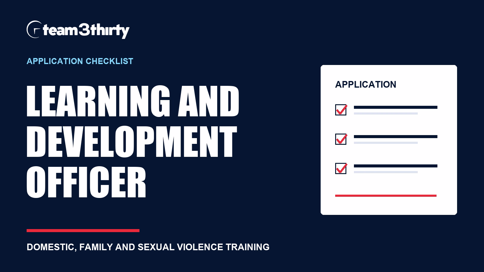 Learning and Development Officer (DFSV) application checklist: Your two-page cover letter
