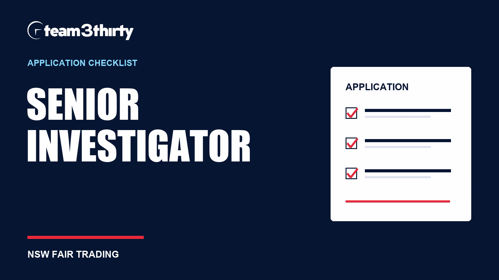 Senior Investigator application checklist: Explain your investigation and enforcement decisions