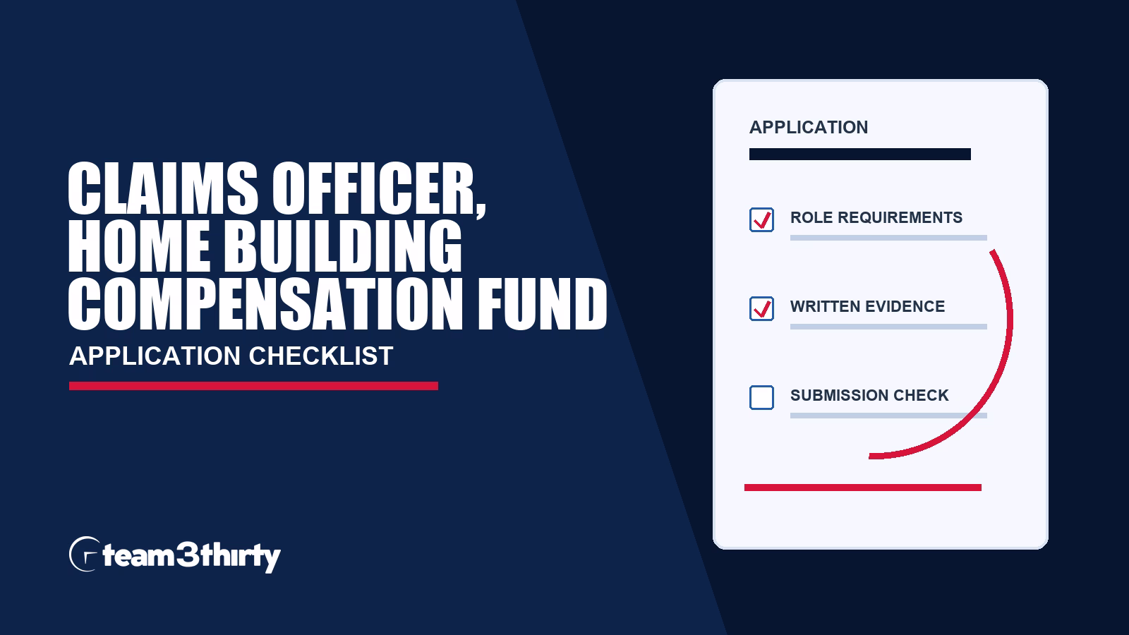 Claims Officer – Home Building Compensation Fund application checklist: claims judgement and homeowner support