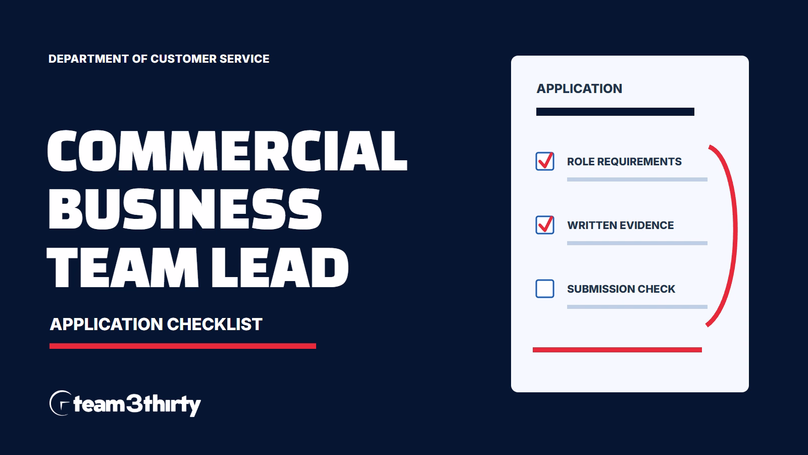 How to apply for Commercial Business Team Lead