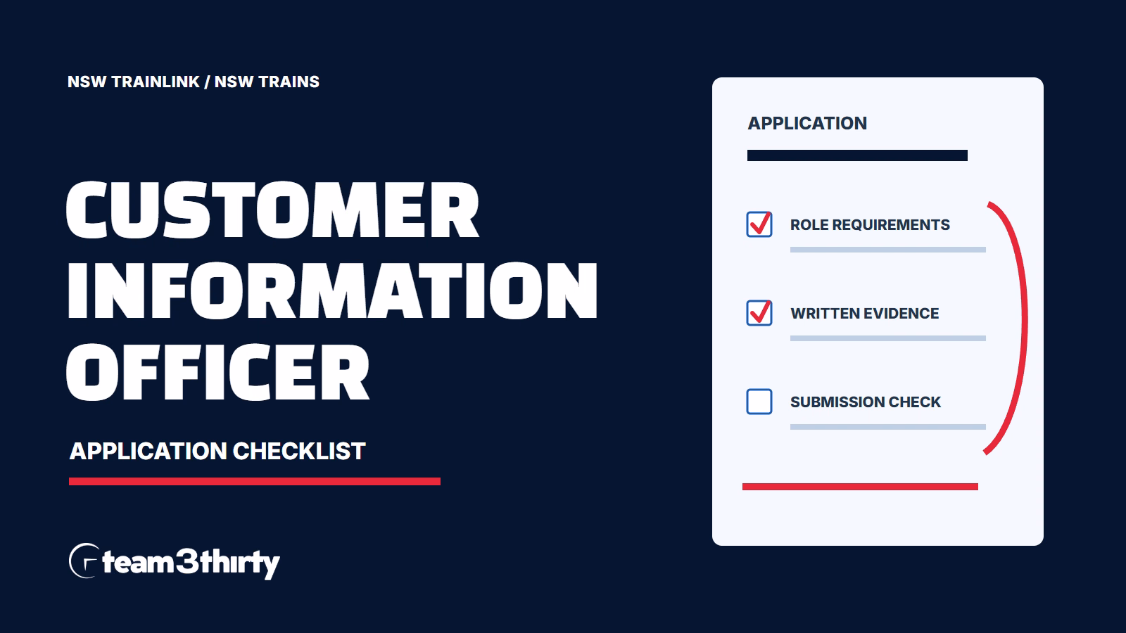 Customer Information Officer application checklist - NSW TrainLink / NSW Trains