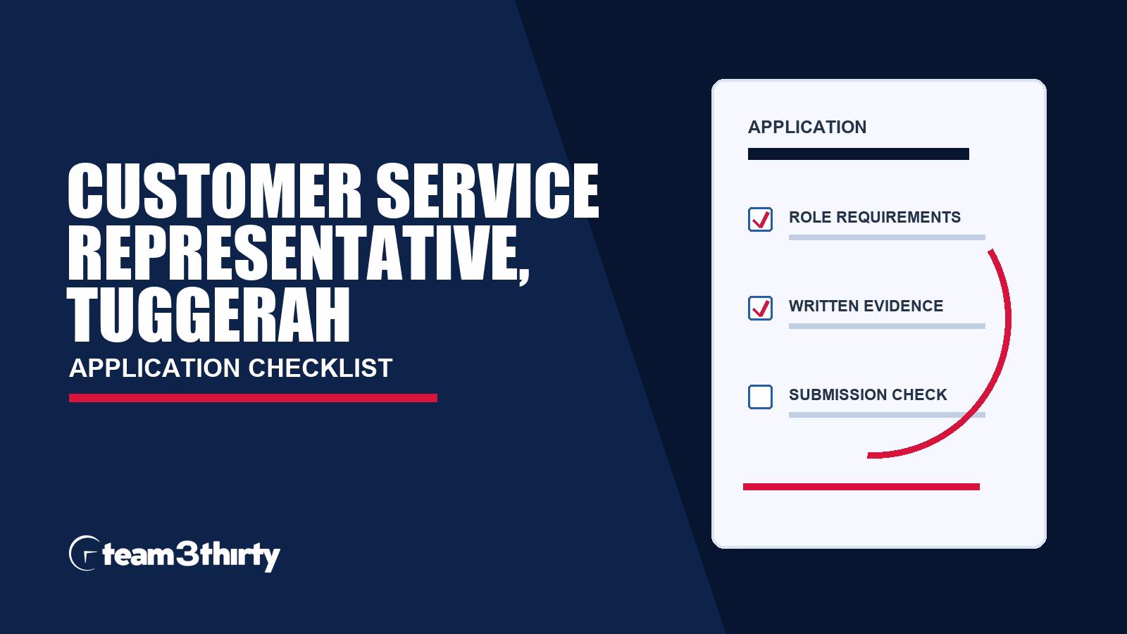 Customer Service Representative, Tuggerah application checklist: evidence for round-the-clock PoliceLink service